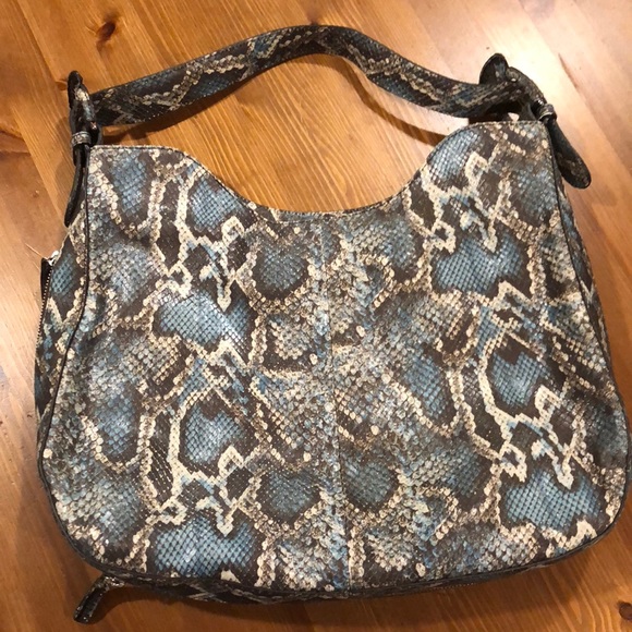 Sondra Roberts blue python hobo bag - Picture 1 of 6